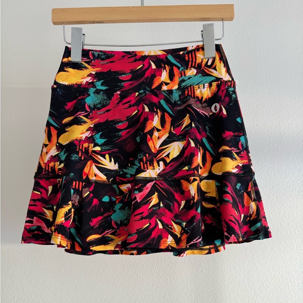 Women’s Floral Print Athletic Skort in Black, Pink & Yellow